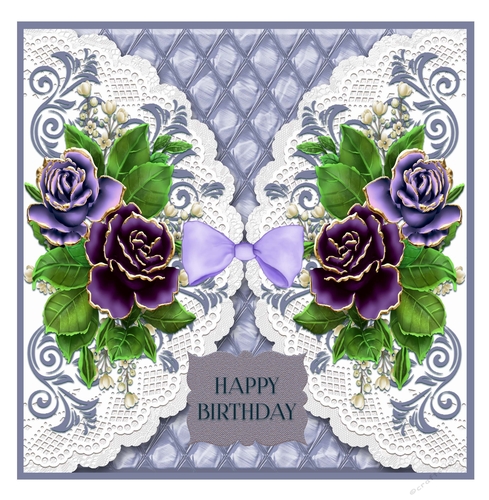 Purple Rose Doily Card
