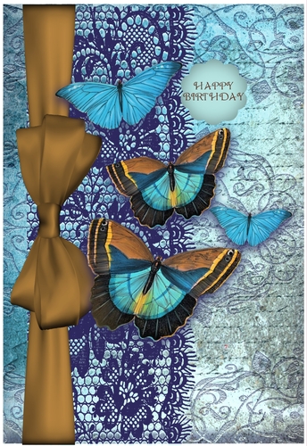 Blue Butterfly Decoupage A5 Card