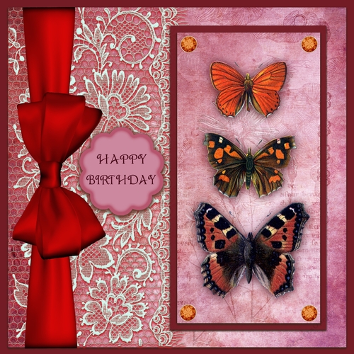 Pink Trio of Butterflies