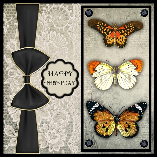 Black Trio of Butterflies
