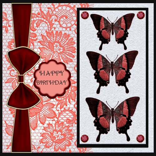Red Trio of Butterflies