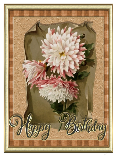 Vintage Pink Mums Flower Birthday Quick Card
