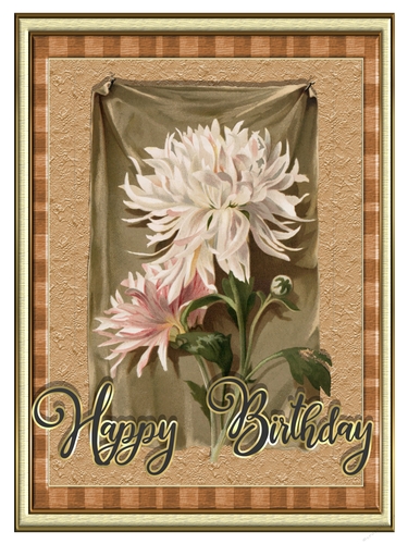 Vintage Yellow Pink Mums Flower Birthday Quick Card