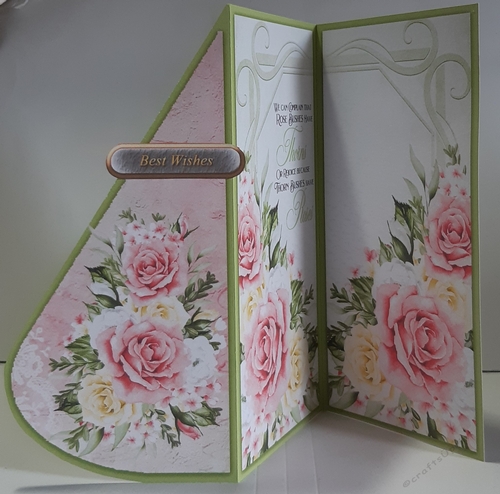 Tear Drop Pink and Yellow Roses Shaped Card