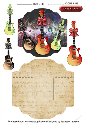 Guitar Wobble Shaped Card