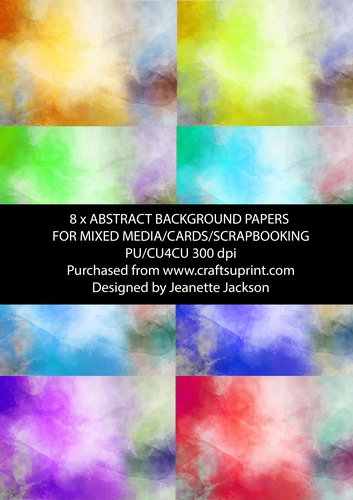 8 x  A4 Abstract Backgrounds for Mixed Media, Cards, Scrapbooking
