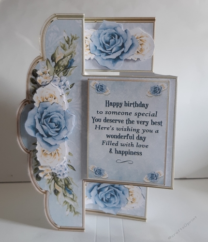 Blue Yellow Roses Stepper Card
