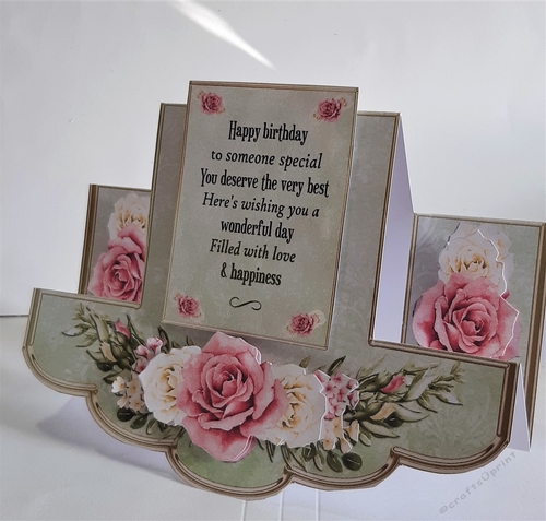Pink Yellow Roses Stepper Card