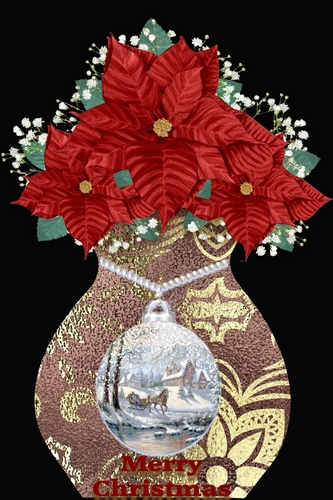 Poinsettia Christmas Vase Shaped Card 2