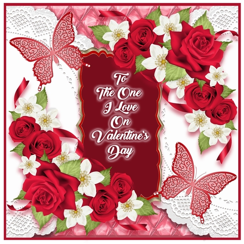 Quilt Roses Valentines 8 x 8 card