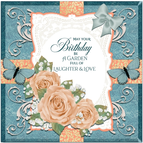 Flourish and Roses Birthday Card