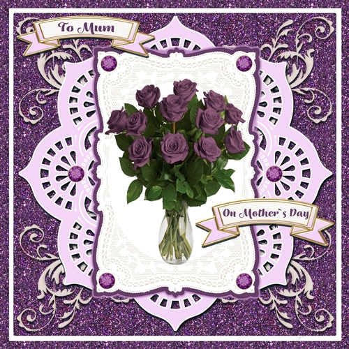 Purple Roses Mothers Day Card