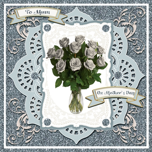 Silver Roses Mothers Day Card