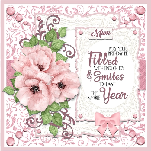 Pink Poppies Birthday Card