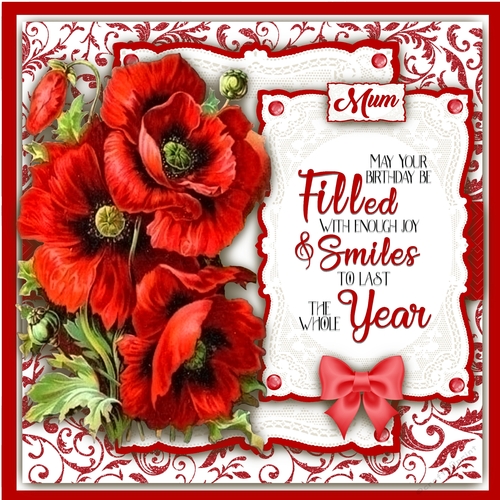 Red Poppies Birthday Card