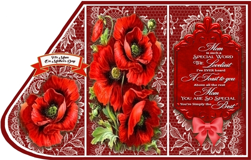 Tear Drop Red Poppies Folded DL Card