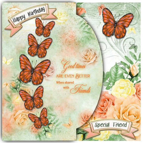 Special Friend Butterfly Shaped Front Panel Card