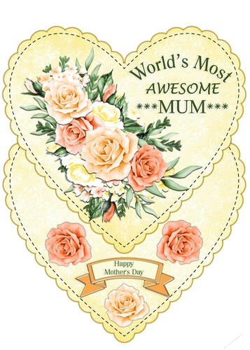 Yellow Orange Roses Heart Shaped Easel Card