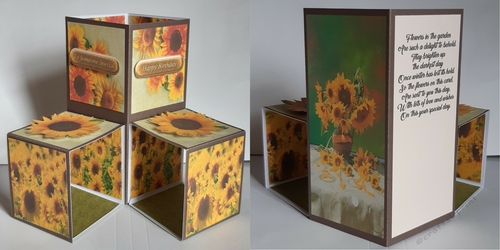 Triple Pop Up Sunflower Cube Card