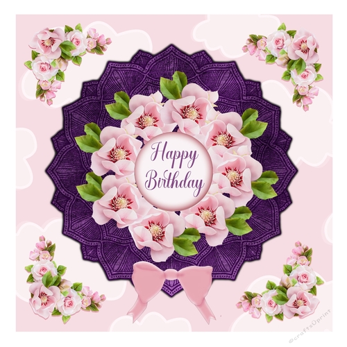 Pink Floral Mandala 5,5 inch Square Card