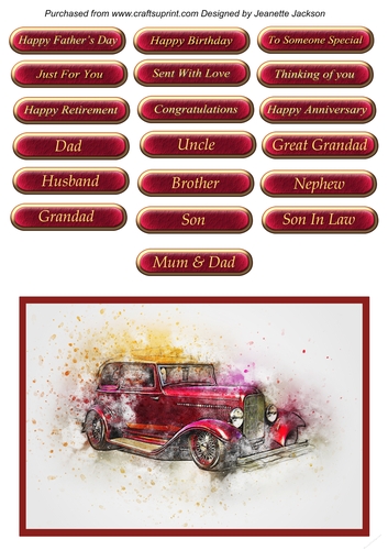 Vintage Car All Occasions Male
