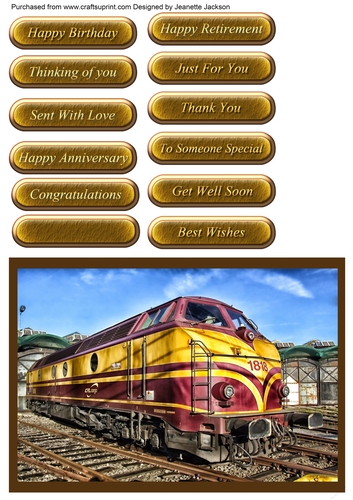 Vintage Diesel Train  All Occasions Quick Card