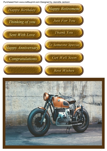 Vintage Motorbike  All Occasions Quick Card