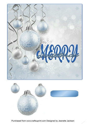Blue Ice Merry Christmas Baubles Card