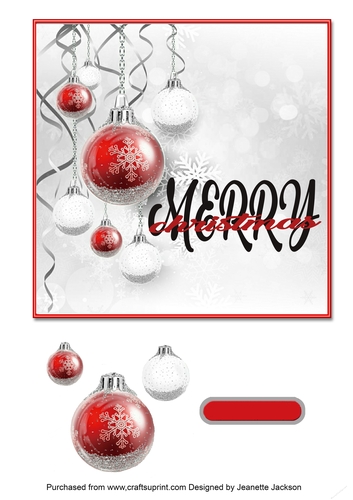 Red and Silver Merry Christmas Baubles Card