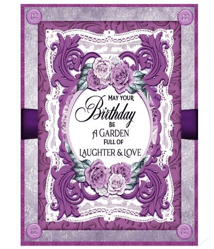 Purple Roses Birthday A5 Card
