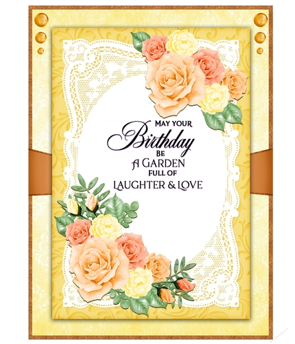 Yellow & Orange Roses Birthday A5 Card