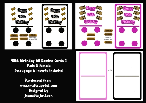 40th Birthday Domino A5 Card for Male and Female