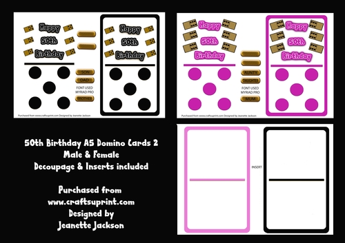 50th Birthday Domino A5 Card for Male and Female
