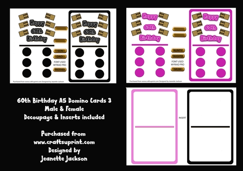 60th Birthday Domino A5 Card for Male and Female