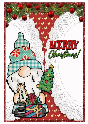 5 x 7 inch Christmas Gnome 1