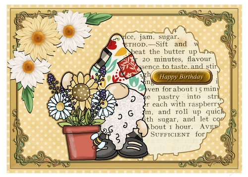 Mr Gnome and Daisies 5 x 7 inch card mini kit