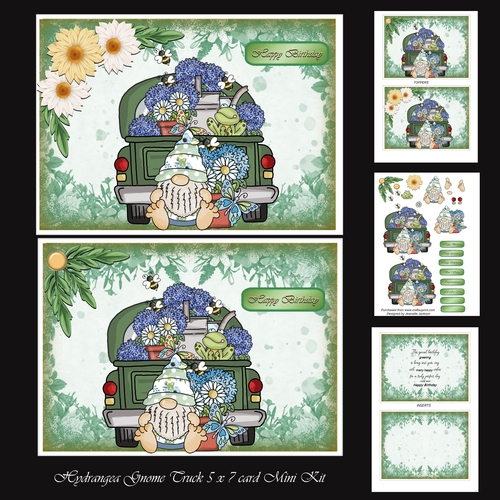 Hydrangea Gnome Truck 5 x 7 Cards Mini Kit