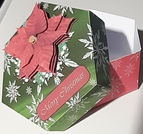 Christmas Poinsettia Snowflake Hexagon Gift Box
