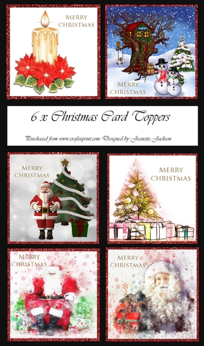 6 x Christmas Card Toppers 6 x 6 square