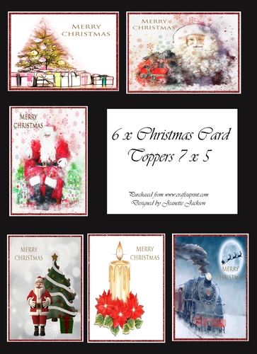 6 x Christmas Card Toppers 7 x 5 