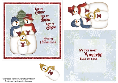 Let It Snow Singing Snowmen 6 x 6 card