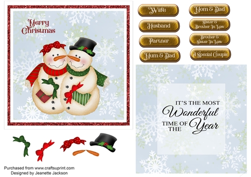 Merry Christmas Snowwoman & Snowman 6 x 6 card