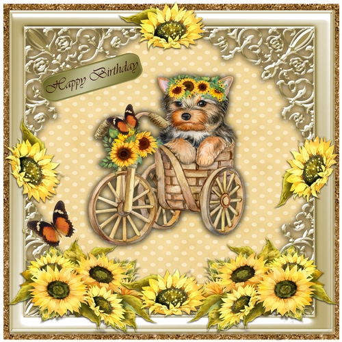 Sunflower and Puppy 7 x 7 Card