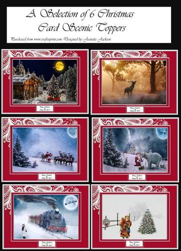 A Selection of 6 Christmas Card Scenic 7 x 5 Toppers