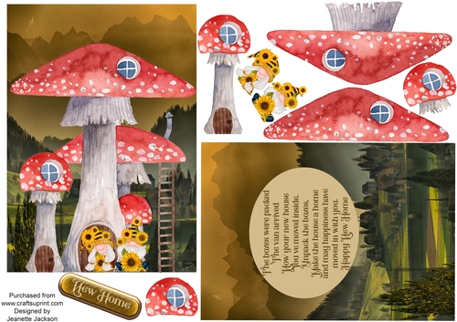 New Home Gnome Mushroom House 5 x 7 card