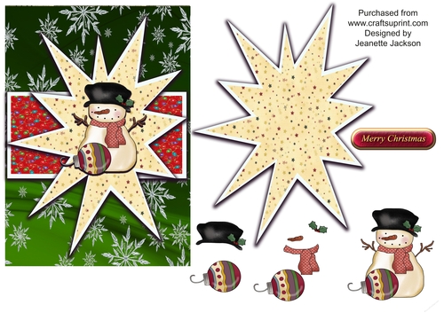 Star Snowman 1 Topper with Decoupage 5 x 7 