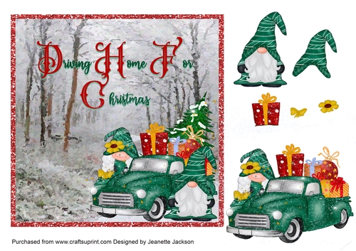 Driving home for christmas 7 x 7 card topper