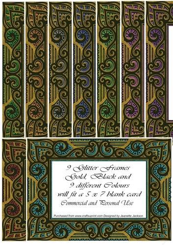 9 x Gold Glitter 5 x 7 Frames CU/PU