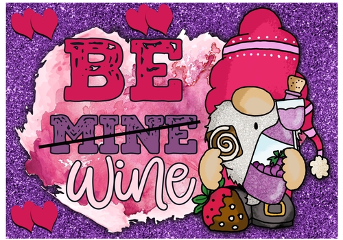 Be Mine Wine Gnome Valentines A5 Card