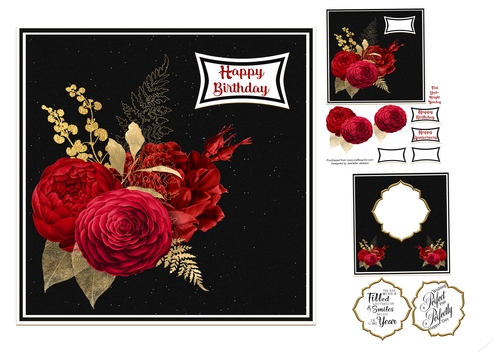 Red Peony Floral 7 x 7 Card